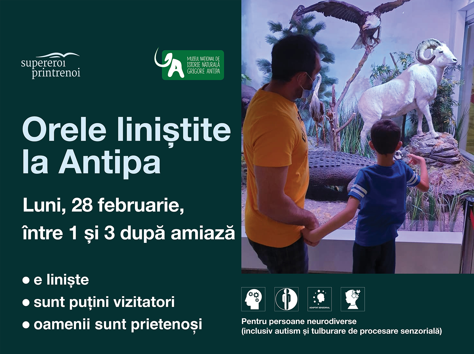 Orele liniștite de la Muzeul Antipa sunt organizate în luna februarie, în data de 28 februarie 2022.
