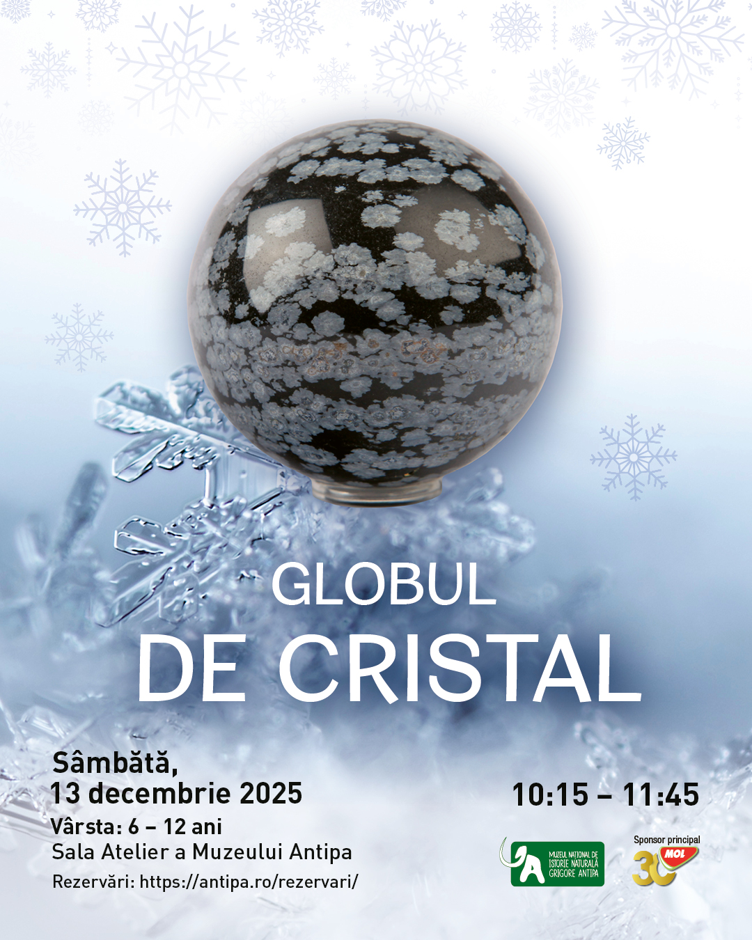 Afiș atelier Globul de cristal decembrie 2025